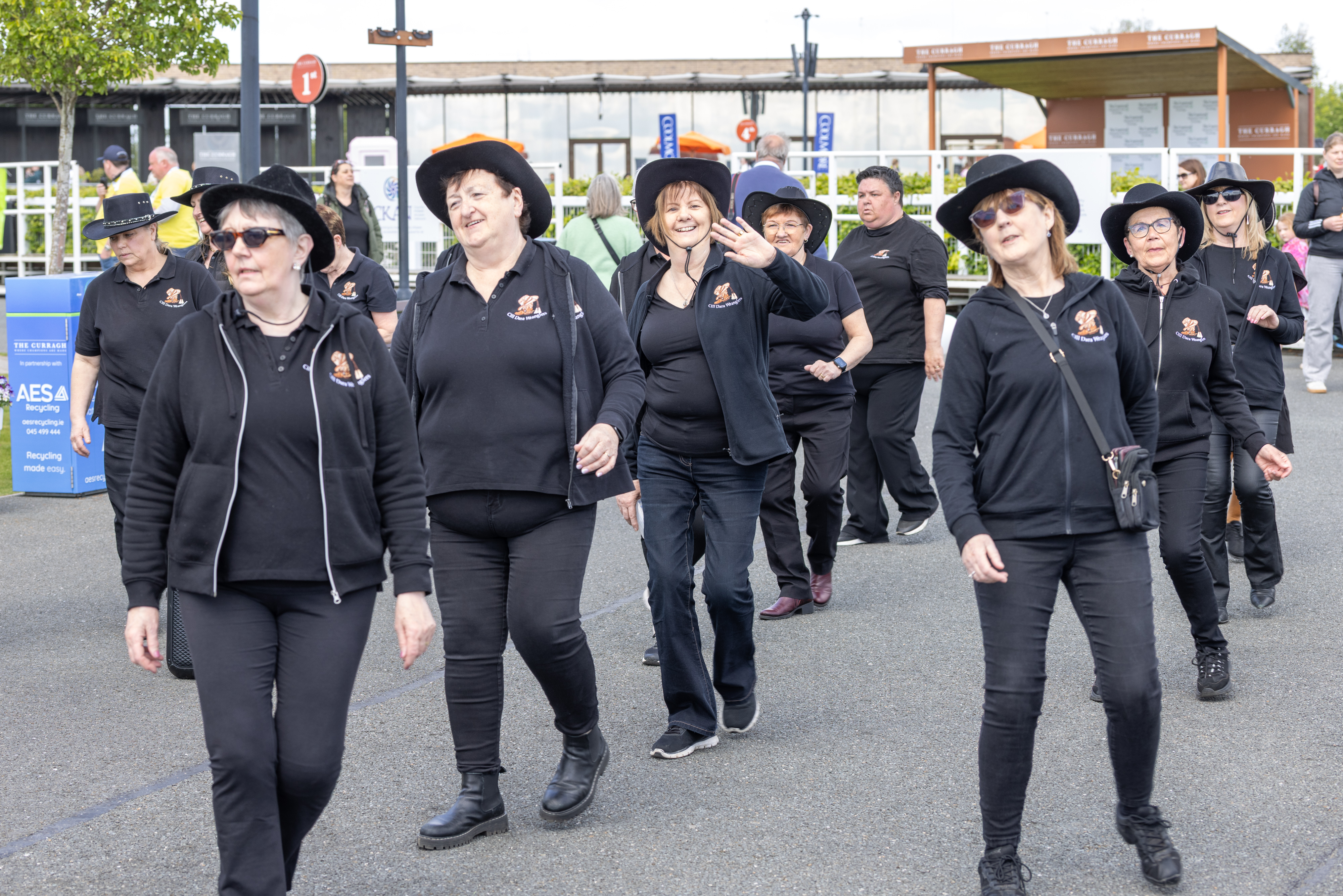 A dance group performing. 
